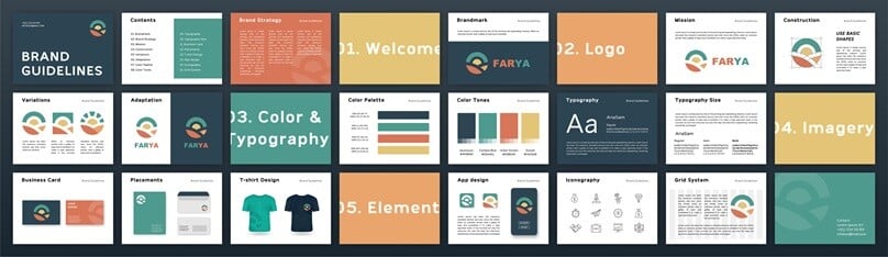 various brand guide samples and templates